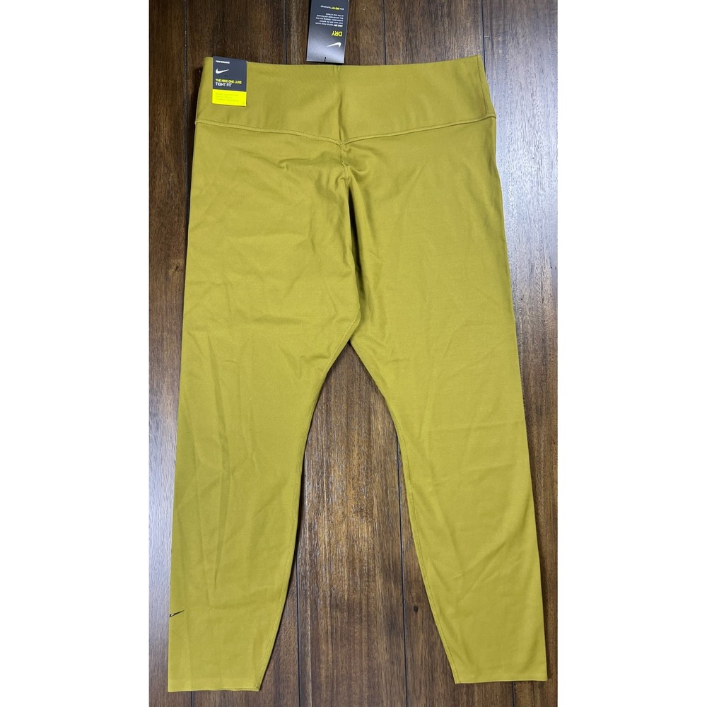 Nike One Luxe Tight Fit Mid Rise 7/8 Training Leggings Olive XXL BQ9994-368